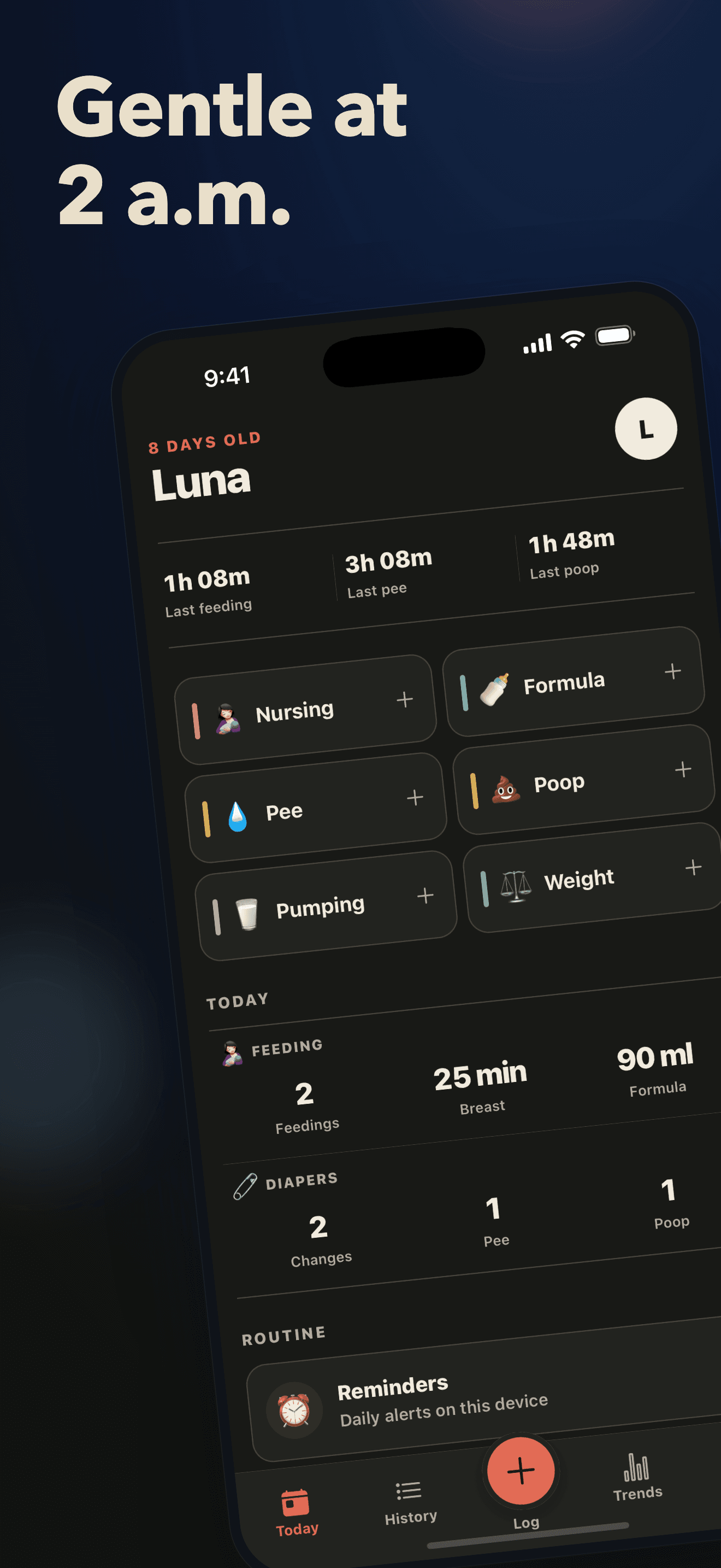 Dark mode for night feeds